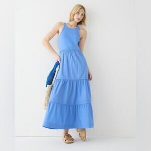 J.Crew Vintage Rib High-neck Cutaway Tank Dress With Poplin Skirt